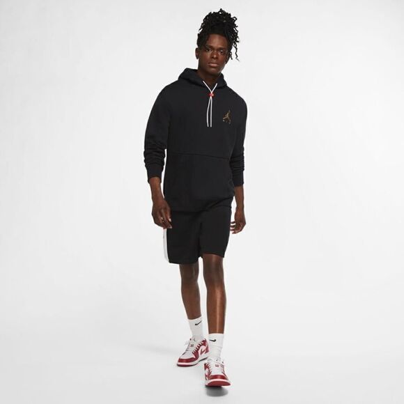 Air Jordan Retro OG 1 3 4 5 6 8 11 13 Bred Infrared Men's Hoodie Black Red M - Picture 4 of 5